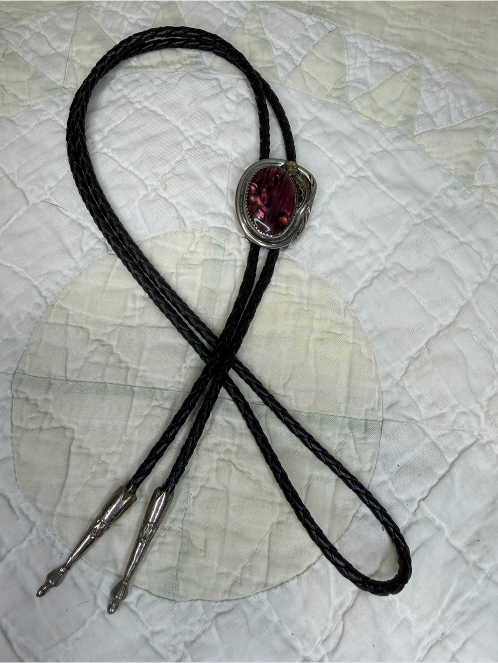 VTG Dragons Breath Silver Pendant Bolo Tie Necklace Adjustable Country Western